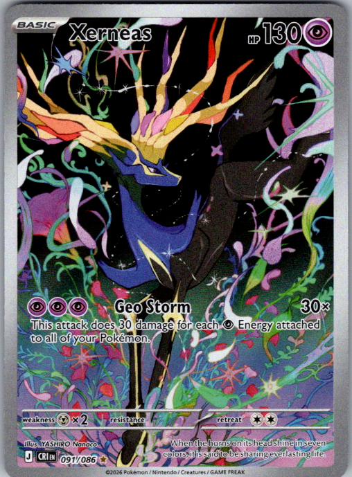 Xerneas Holo Illustration Rare ME04: Chaos Rising 091/086 NM
