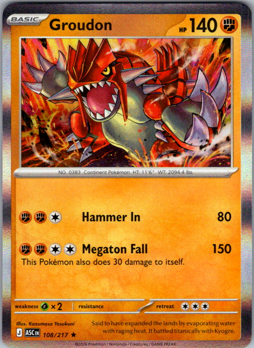 Groudon Holo Rare ME: Ascended Heroes 108/217 NM