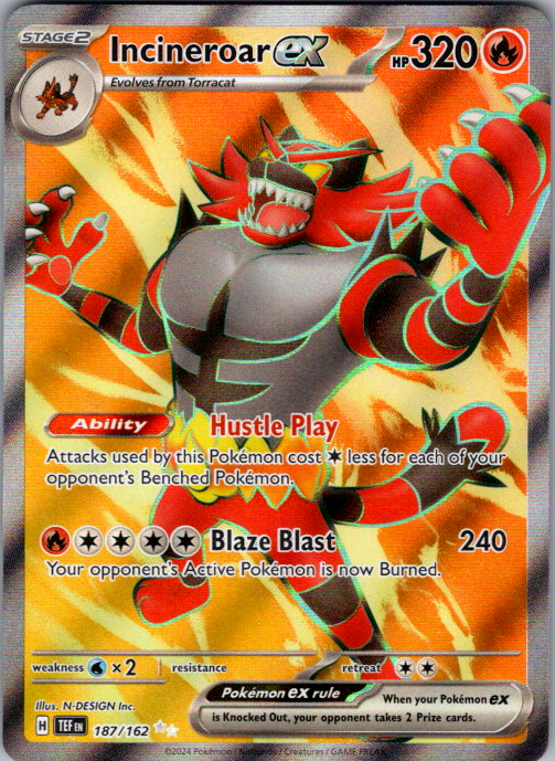 Incineroar ex Holo Ultra Rare SV05: Temporal Forces 187/162 NM