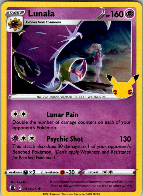 Lunala Holo Rare Celebrations 015/025 NM