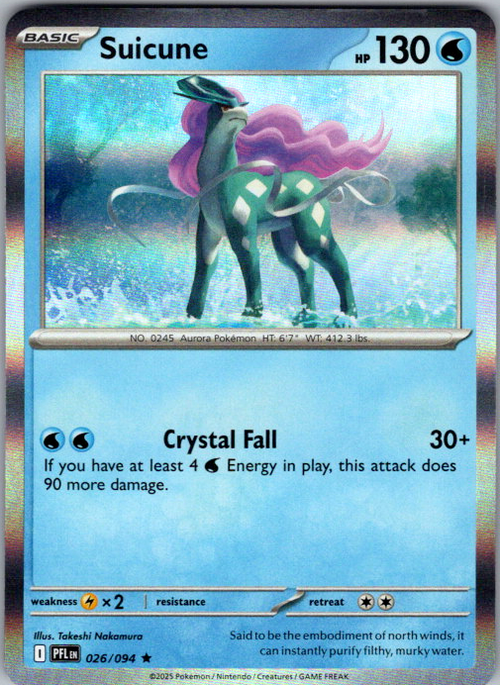 Suicune Holo Rare ME02: Phantasmal Flames 026/094 NM