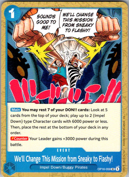 We'll Change This Mission from Sneaky to Flashy! UC The Time of Battle OP16-059 NM