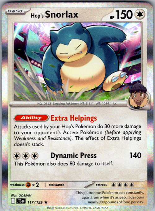 Hop's Snorlax Holo Rare SV09: Journey Together 117/159 NM