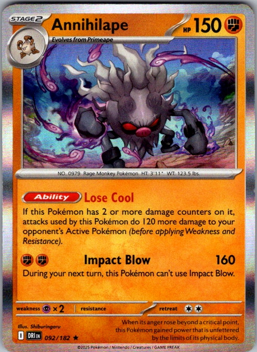 Annihilape Holo Rare SV10: Destined Rivals 092/182 NM