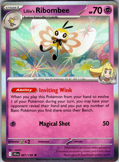 Lillie's Ribombee Holo Rare SV09: Journey Together 067/159 NM