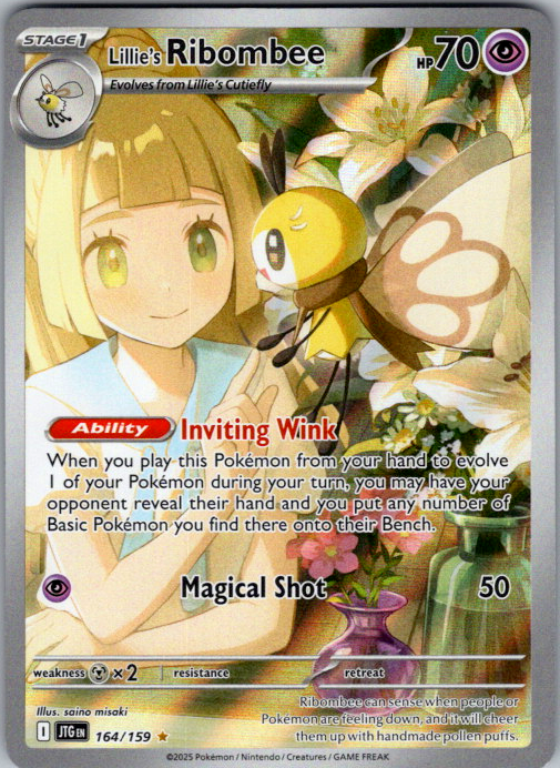 Lillie's Ribombee Holo Illustration Rare SV09: Journey Together 164/159 NM