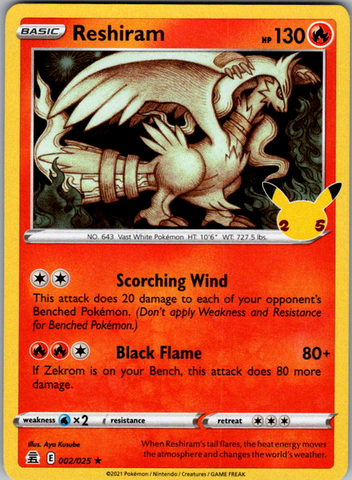 Reshiram Holo Rare Celebrations 002/025 NM
