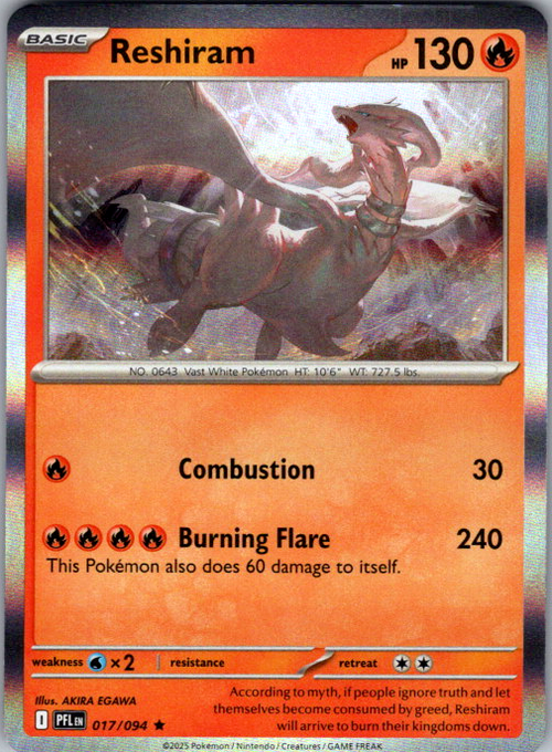 Reshiram Holo Rare ME02: Phantasmal Flames 017/094 NM