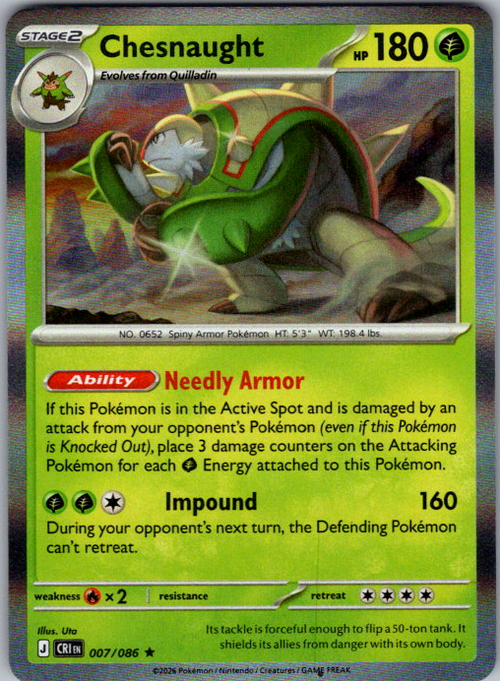 Chesnaught Holo Rare ME04: Chaos Rising 007/086 NM