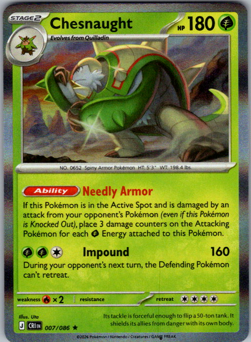 Chesnaught Holo Rare ME04: Chaos Rising 007/086 NM