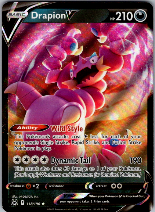 Drapion V Holo Ultra Rare SWSH11: Lost Origin 118/196 NM