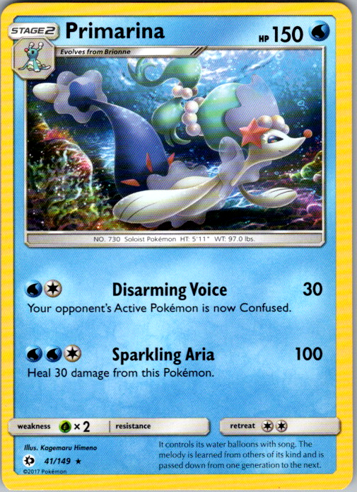 Primarina Rare SM Base Set 41/149 NM