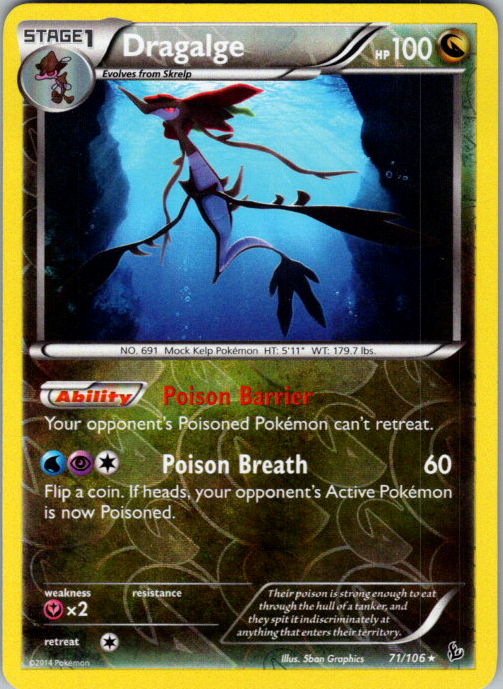 Dragalge Reverse Holo Rare XY - Flashfire 71/106 NM