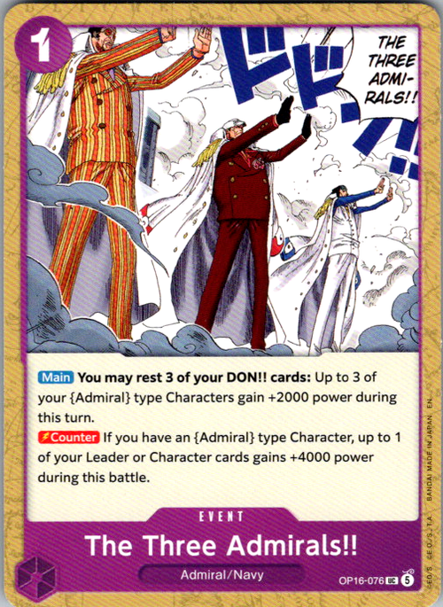 The Three Admirals!! UC The Time of Battle OP16-076 NM