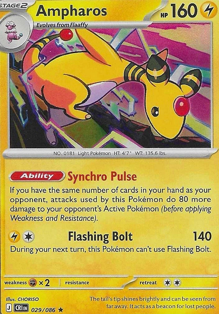 Ampharos Holo Rare ME04: Chaos Rising 029/086 LP