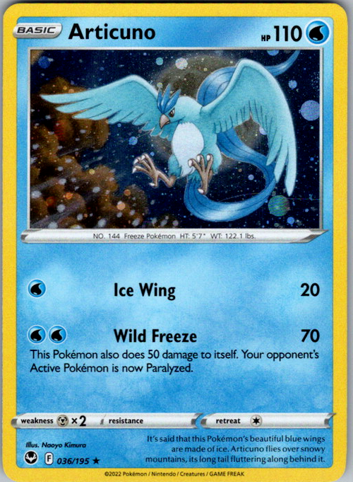 Articuno Holo Rare SWSH12: Silver Tempest 036/195 NM