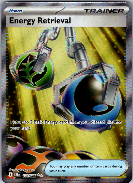 Energy Retrieval Holo Ultra Rare ME04: Chaos Rising 108/086 NM