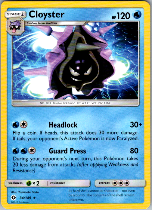 Cloyster Rare SM Base Set 34/149 NM