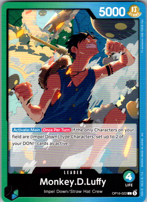 Monkey.D.Luffy (022) L The Time of Battle OP16-022 NM