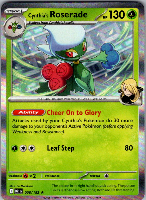 Cynthia's Roserade Holo Rare SV10: Destined Rivals 008/182 NM