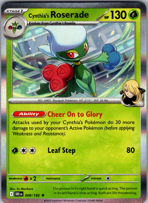 Cynthia's Roserade Holo Rare SV10: Destined Rivals 008/182 NM