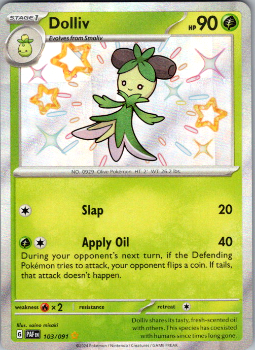 Dolliv Holo Shiny Rare SV: Paldean Fates 103/091 NM