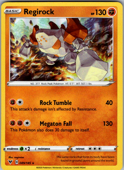 Regirock Holo Rare SWSH04: Vivid Voltage 089/185 NM
