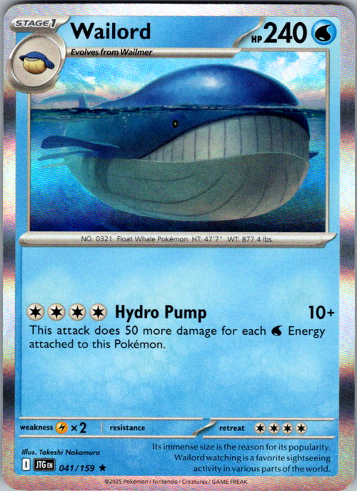 Wailord Holo Rare SV09: Journey Together 041/159 NM