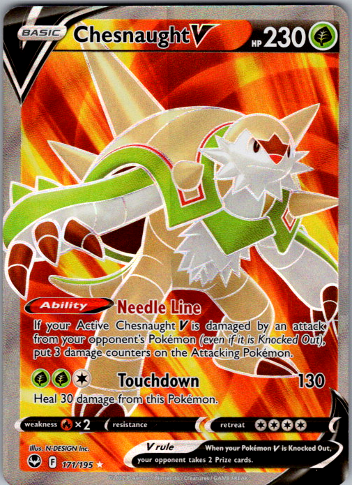 Chesnaught V (Full Art) Holo Ultra Rare SWSH12: Silver Tempest 171/195 NM