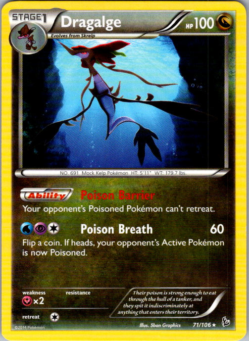 Dragalge Rare XY - Flashfire 71/106 NM