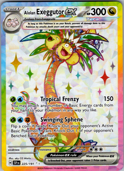 Alolan Exeggutor ex Holo Ultra Rare SV08: Surging Sparks 225/191 NM