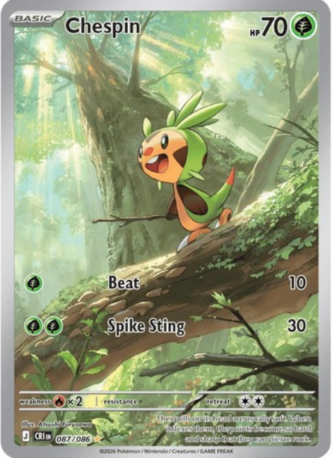 Chespin - Holo Illustration Rare ME04: Chaos Rising 087/086 NM