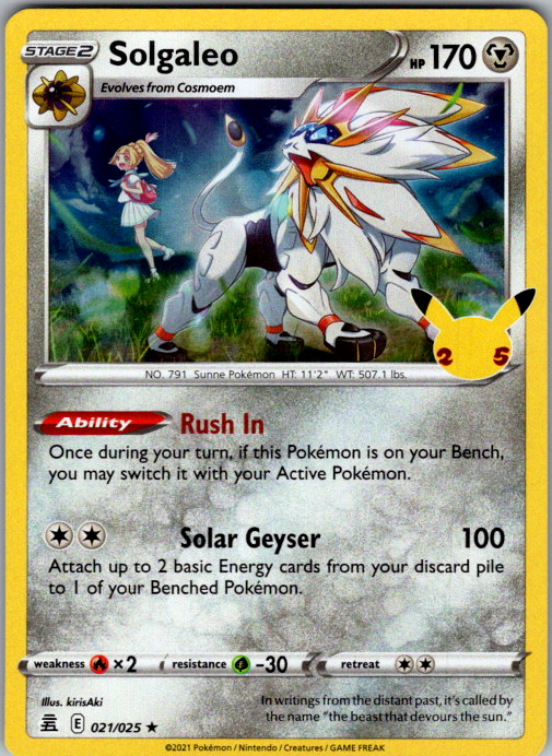 Solgaleo Holo Rare Celebrations 021/025 NM