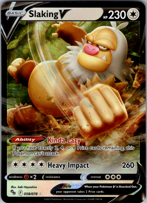 Slaking V Holo Ultra Rare Pokemon GO 058/078 NM