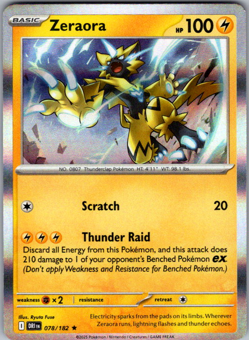 Zeraora Holo Rare SV10: Destined Rivals 078/182 NM