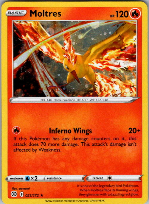 Moltres Holo Rare SWSH09: Brilliant Stars 021/172 NM