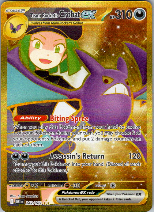 Team Rocket's Crobat ex Holo Hyper Rare SV10: Destined Rivals 242/182 NM