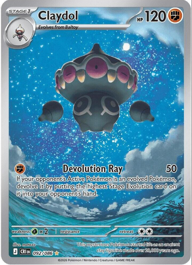 Claydol Holo Illustration Rare ME04: Chaos Rising 092/086 NM